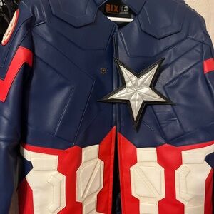 Blue and Red Star-Emblazoned Jacket